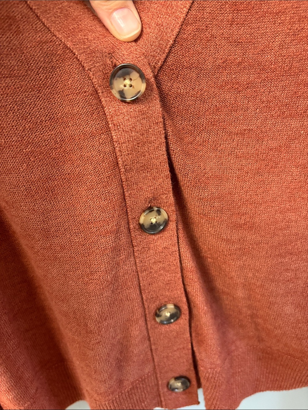 LOFT Rust Orange V-Neck Button Cardigan - Picture 6 of 6